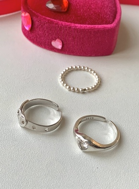 sweetbones纯银戒指爱心锆石爱心皮带甜酷风辣妹不掉色