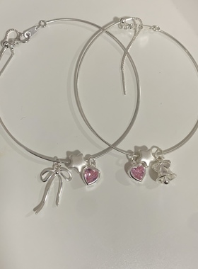 sweetbones芭蕾少女手链手镯蝴蝶结星星粉色爱心锆石