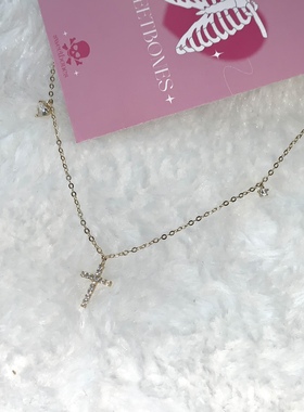 sweetbones925银项链十字架爱心项链甜辣风