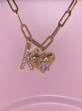 sweetbones辣妹爱心锆石可定制字母项链原创设计高级感项链