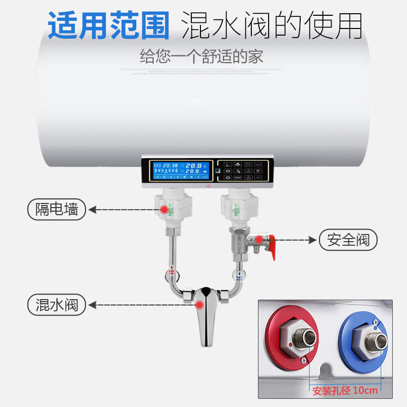 电热水器混水阀开关明装淋浴冷热水 U型混合阀水龙头通用配件大全-图1