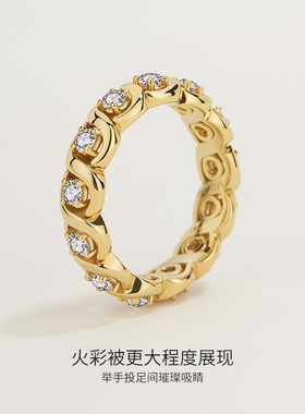 KKLUE-绳结系列S925银交织monogram绳结设计感闪锆戒指轻奢