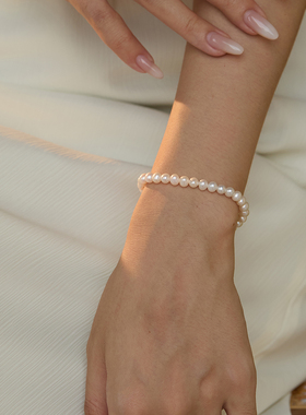 小立交 强光4.5-5mm近圆淡水珍珠梅花隔珠点缀轻奢手链礼物高级感