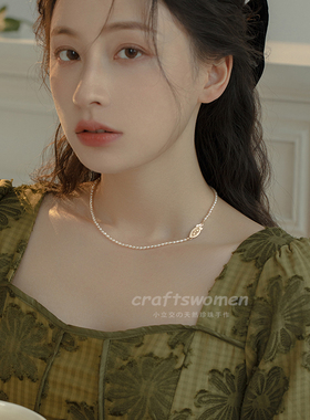 小立交 饺子扣/极细2mm米粒天然淡水珍珠复古锁骨链项链叠戴女夏