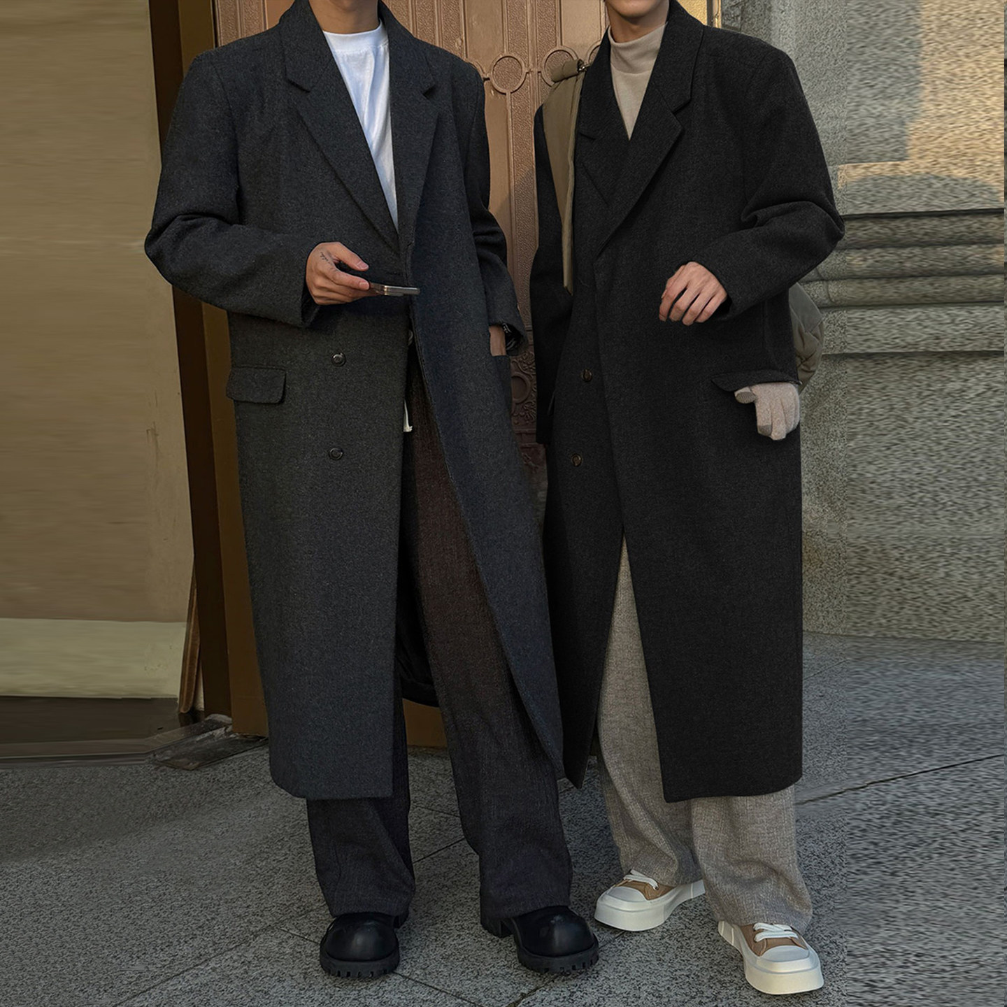 男士灰色毛呢外套新款克苏鲁呢子大衣加厚韩版英伦风冬季垫肩风衣,淘宝优惠券,粉丝福利购,淘宝优惠卷