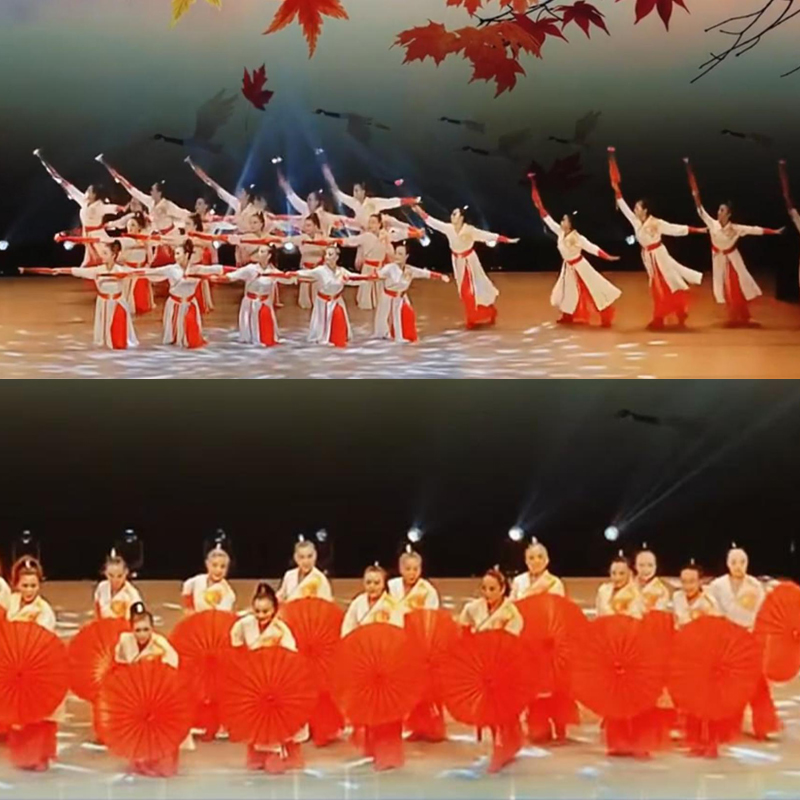 元旦儿童万里山河舞蹈演出服装道具红伞古典舞霍元甲雪龙吟表演服 - 图2