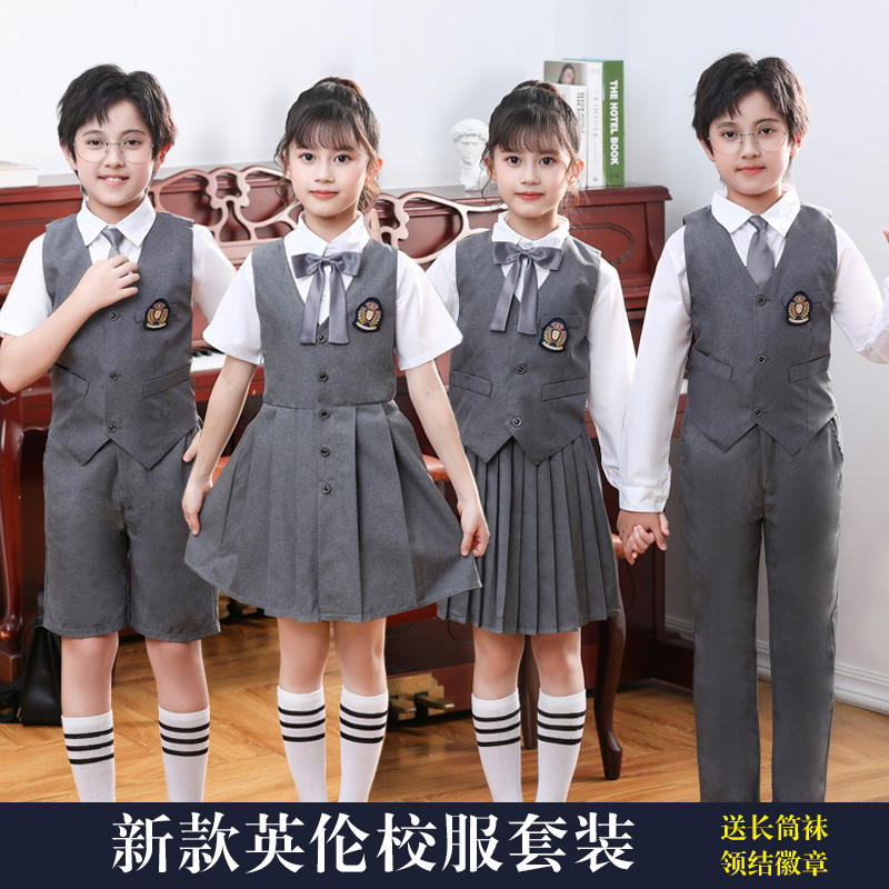 中小学生大合唱表演服装英伦风校服诗歌朗诵演出服儿童幼儿园园服