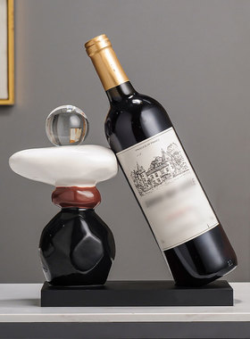 新中式艺术石红酒架装饰摆件礼品