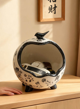 轻奢复古花鸟放钥匙收纳盒摆件