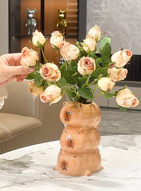 高级感陶瓷花瓶卡皮巴拉摆件