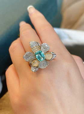 满钻蓝碧玺帕拉伊巴女戒珠宝定制