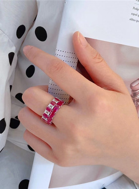 gia祖母绿红宝石满钻戒指定制