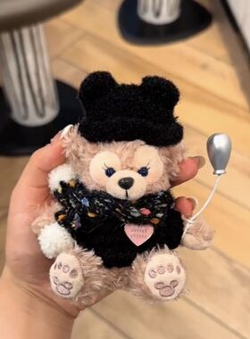 熊帽钥匙扣装饰毛绒玩偶娃娃黑色系卡通包包公仔挂件玫玫