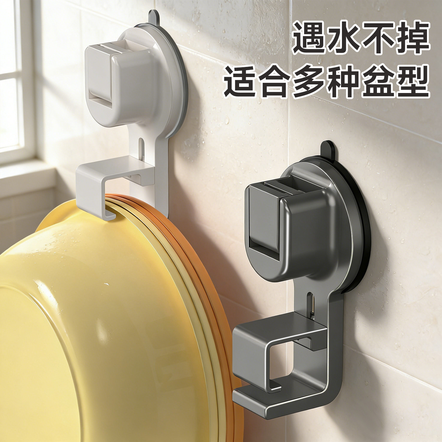 吸盘脸盆挂钩盆子收纳架免打孔挂钩浴室壁挂式卫生间挂盆神器新款,淘宝优惠券,粉丝福利购,淘宝优惠卷