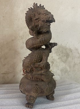 越南沉香木雕刻中国龙摆件原木实木动物家居电视柜书房装饰品招财