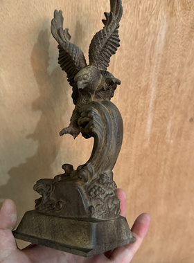 沉香木雕大展宏图雄鹰大鹏展翅工艺品家居书房办公室桌面装饰摆件