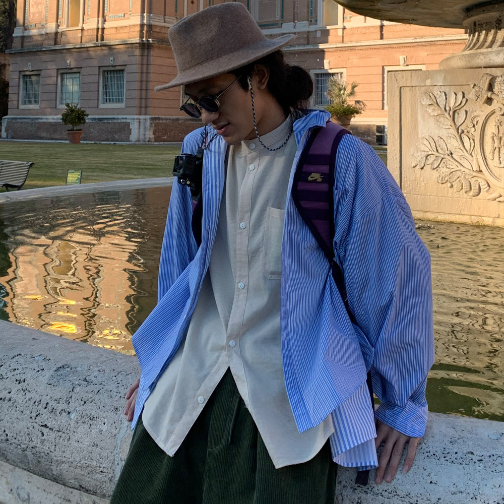 pros by ch日系原创浅蓝色宽松衬衫 prosbych衬衫