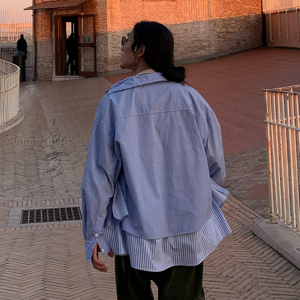 pros by ch日系原创浅蓝色宽松衬衫 prosbych衬衫