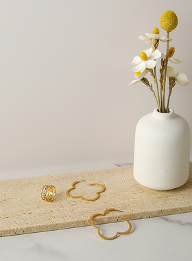 简约洞石托盘饰品收纳盘复古轻奢