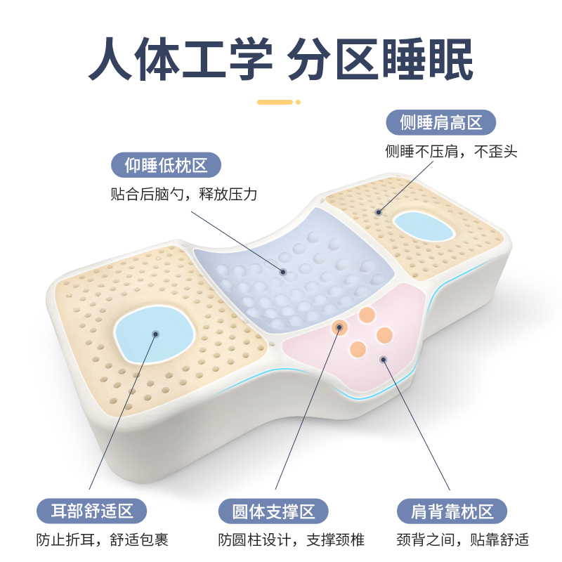 泰国乳胶枕颈椎枕头富贵包单人睡觉专用助睡眠高低枕天然橡胶枕芯
