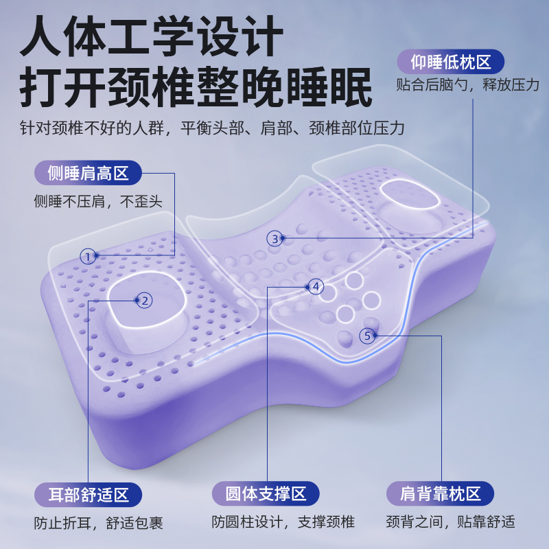 PATEX薰衣草泰国乳胶枕颈椎枕头护颈椎富贵包专用睡眠高低天然枕