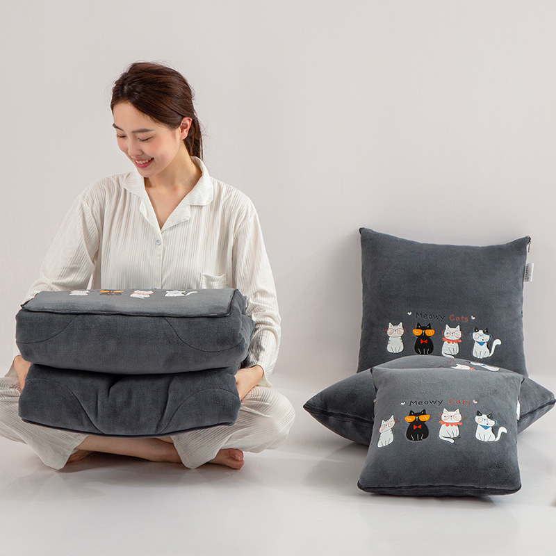 牛奶绒 抱枕车用被子两用二合一2024新款折叠午睡毯子空调枕头被 - 图1