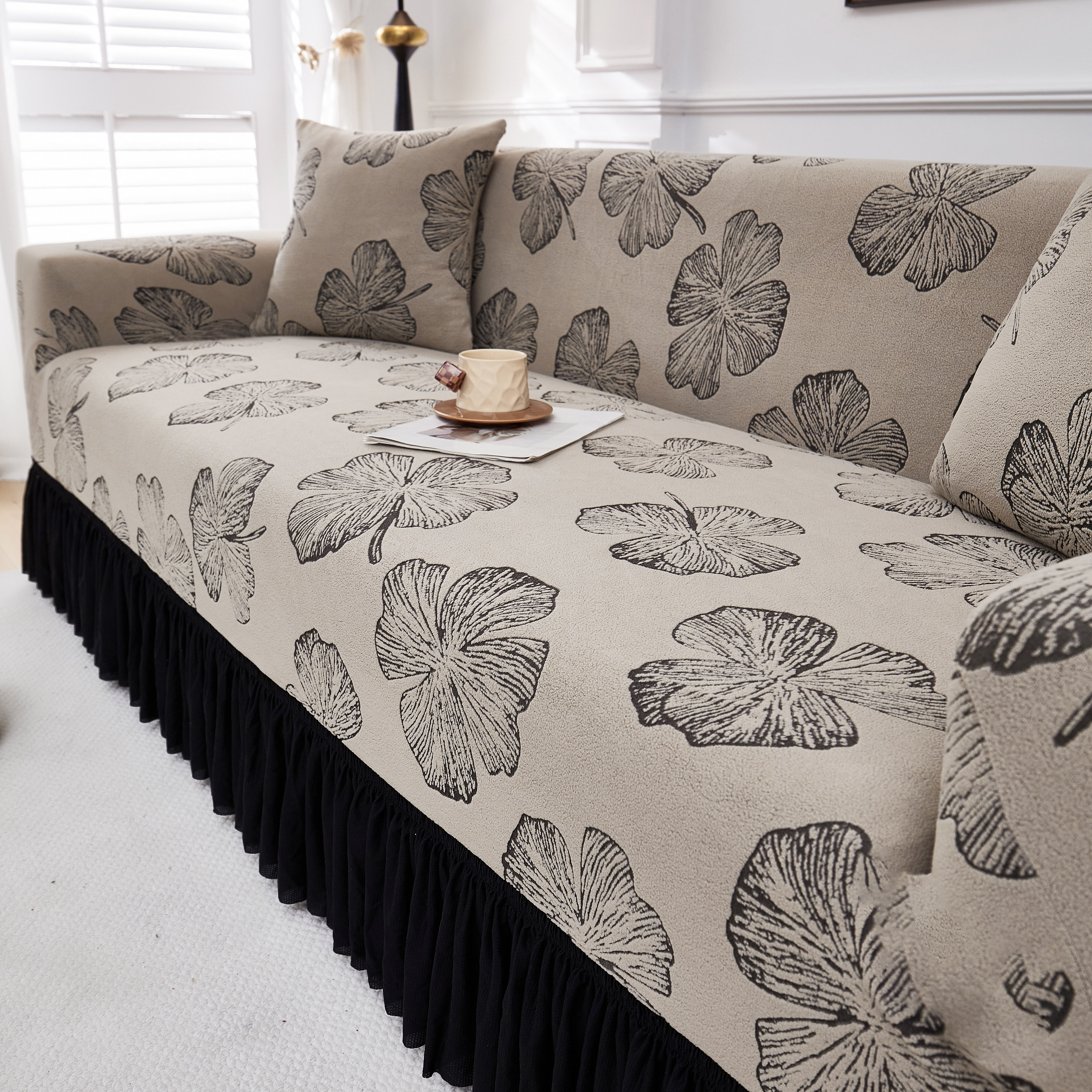 阳离子绒 一体式防滑客厅直排一字型沙发套罩三座全包四季通用型,淘宝优惠券,粉丝福利购,淘宝优惠卷