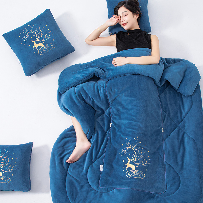 Thick double-sided velvet pillow and quilt two-in-one