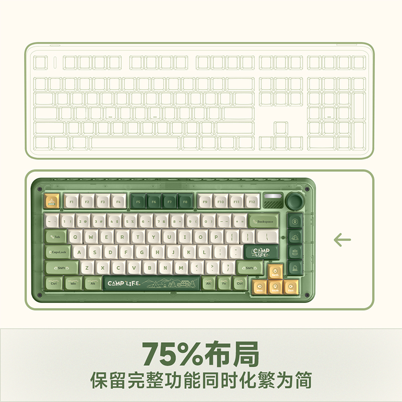 IQUNIX ZX75露营 无线三模机械键盘电竞游戏办公客制化热插拔铝厂 - 图2