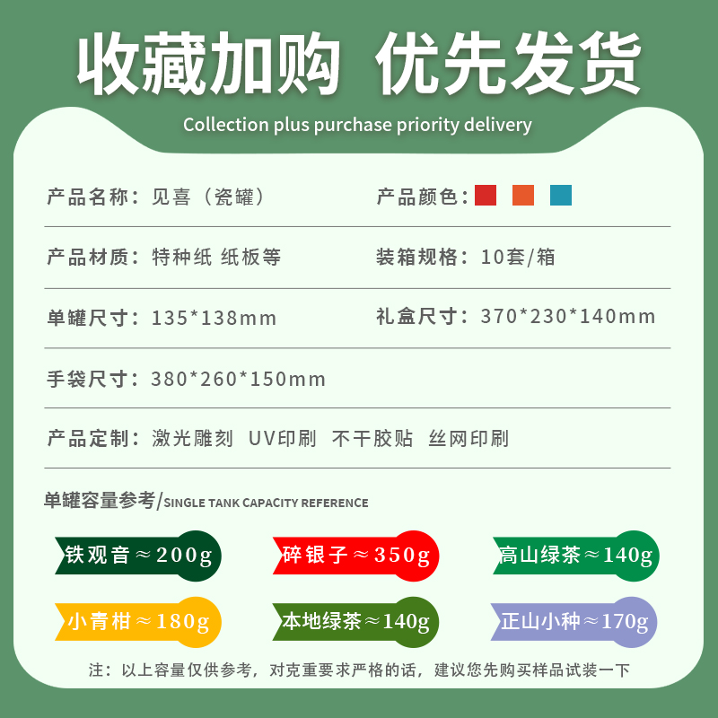 瓷罐茶叶空礼盒绿茶包装盒茶叶罐龙井碧螺春铁观音茶叶礼盒装空盒