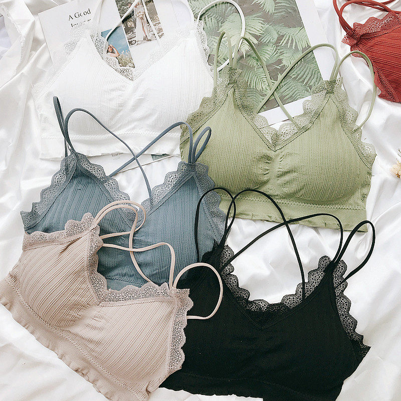 女无钢圈学生高中吊带抹胸式文胸罩 忆笙花吊带/背心/T恤