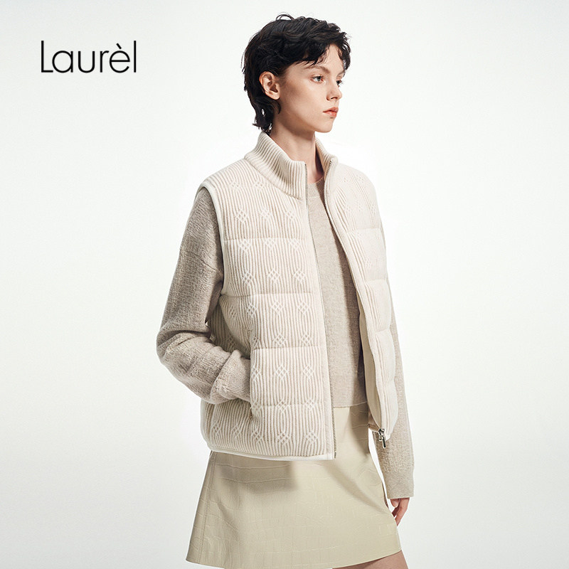 Laurel Laurel 26 Autumn and Winter Twist Stand Collar Down Vest Vest LWD373L00900
