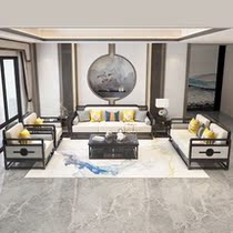 New Chinese solid wood sofa Living room Modern minimalist light extravaganza Villa Grand Terrace Number Sofa Combined Zen wood furniture