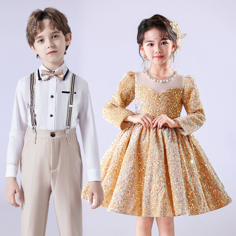 儿童合唱演出服小学生团体大合唱朗诵表演服女童幼儿园蓬蓬裙长袖,淘宝优惠券,粉丝福利购,淘宝优惠卷