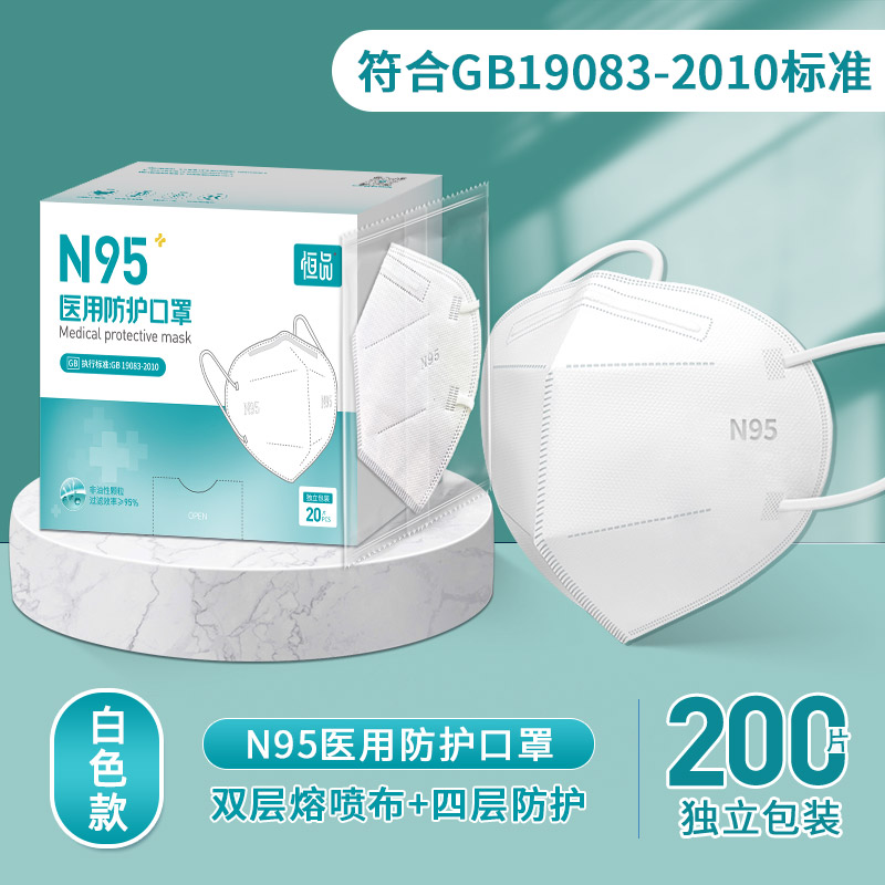 n95医用防护口罩一次性医疗级别官方正品旗舰店成人专用独立包装 - 图0