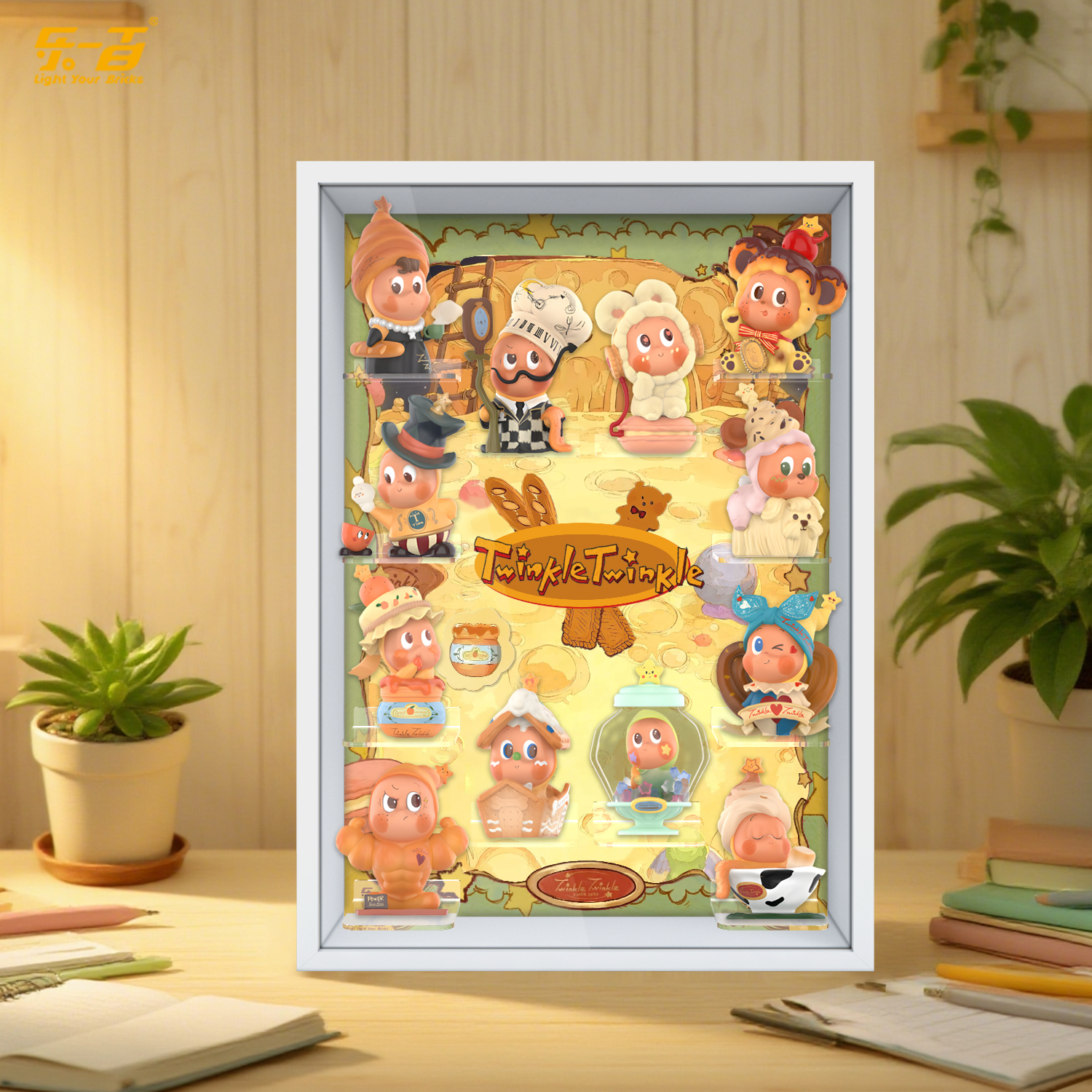 乐一百适用于泡泡玛特星星人美味时刻系列盲盒手办防尘相框展示盒 - 图3