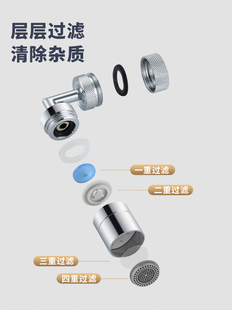 厨房卫生间水龙头防溅增压头延伸器万向节水加长过滤神器万能接头