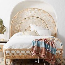 Nordic hardwood rattan choreography creative days style bedroom natural Indonesian rattan bed lini hotel net red double bed