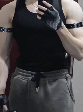 男生皮革臂环体育生1S0M衬衫袖箍型男袖环臂带项圈项链颈环上臂环