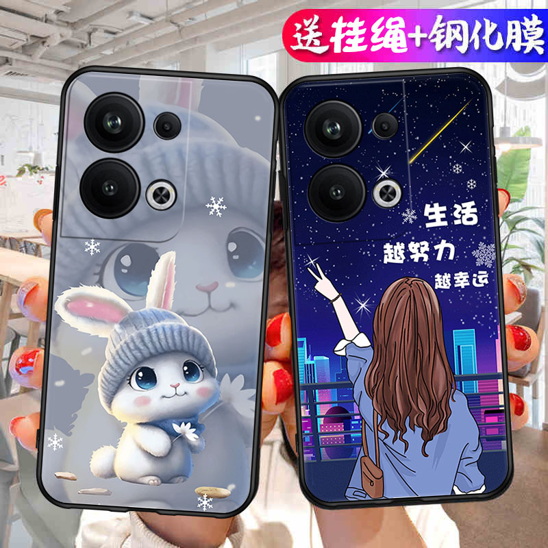 适用opporeno9pro+手机壳PGW110学生ren09pro+镜头保护reno9por+挂绳renon9pro+耐脏opop支架ren09+加钢化膜 - 图1