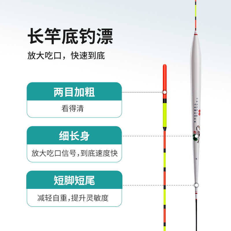 科鱼全水域纳米浮漂高灵敏度针对长竿和短竿不同场景开发加粗漂尾