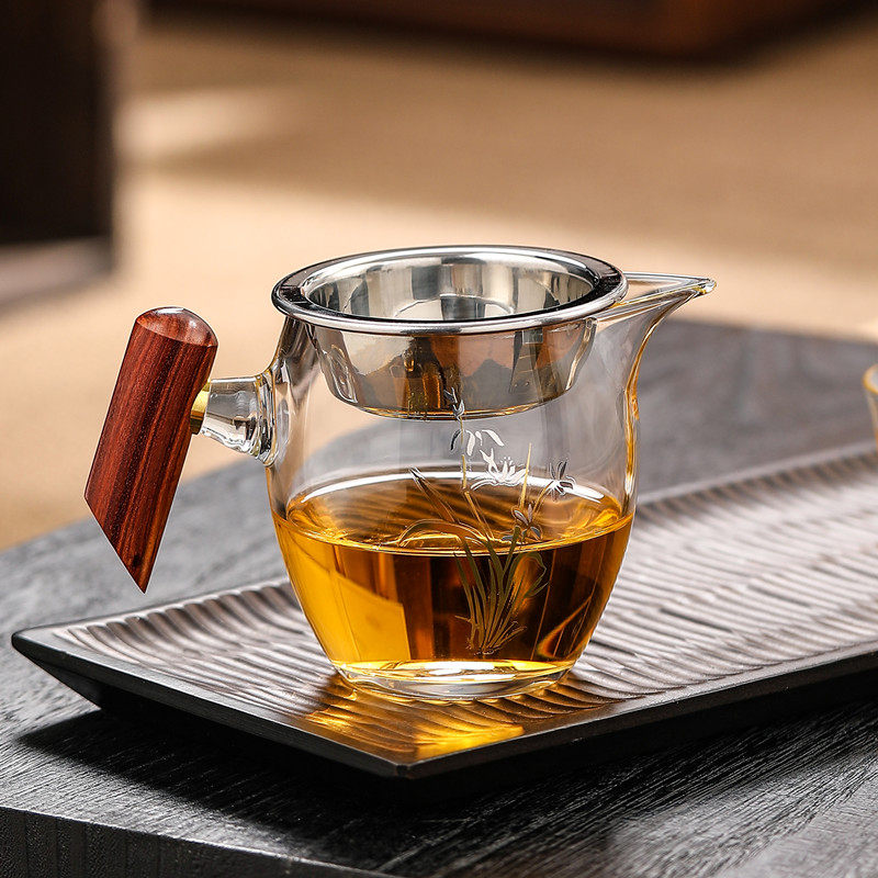 加厚耐热木把玻璃公道杯功夫茶过滤分茶器茶漏一体套装茶具零配件,淘宝优惠券,粉丝福利购,淘宝优惠卷