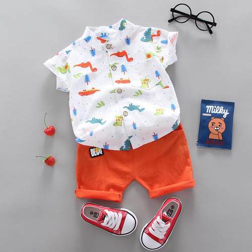 toddler bby boy summer shirt lef infnt boys clothes set - 图2