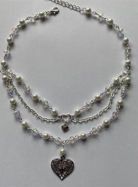 Pearls Butterfly Heart Fairycore Choker NecklacePixie Fairyc