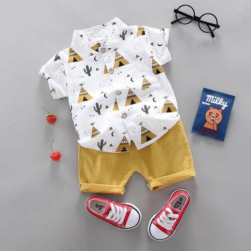 toddler bby boy summer shirt lef infnt boys clothes set - 图0
