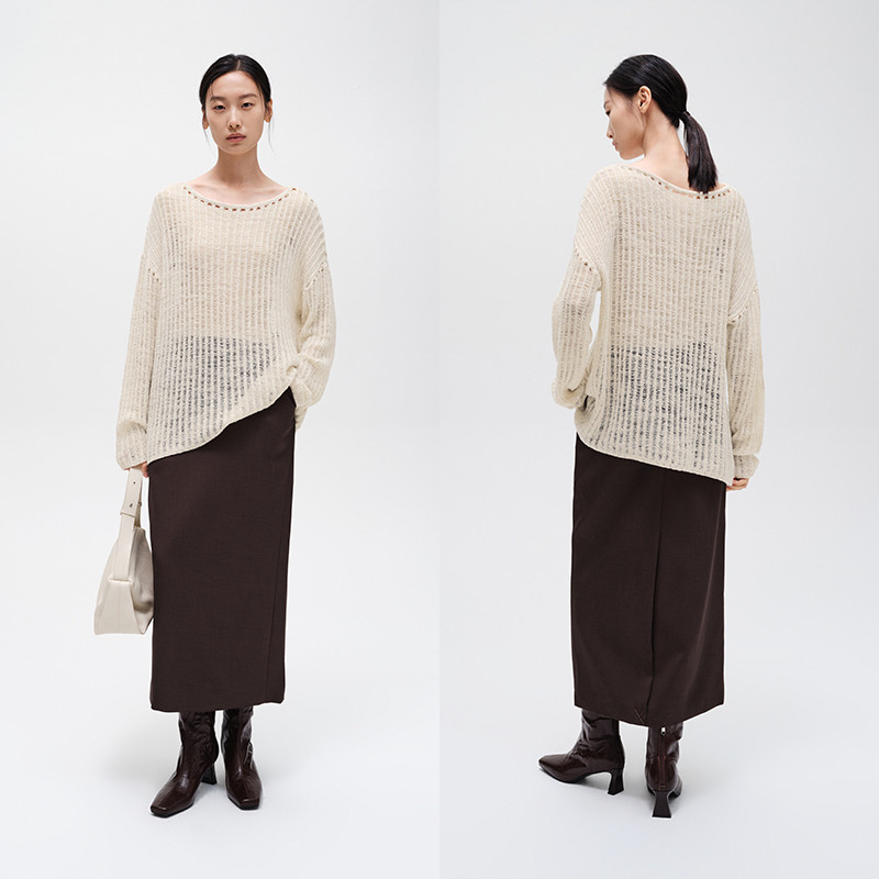 indicia标记夏季咖色半身裙中长款裙子商场同款女装6B406QZ305C