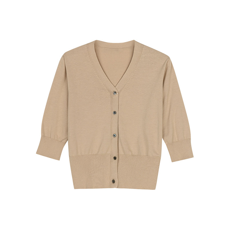 indicia 开衫针织衫女上衣棉薄款纯色中袖夏季标记商场同款女装