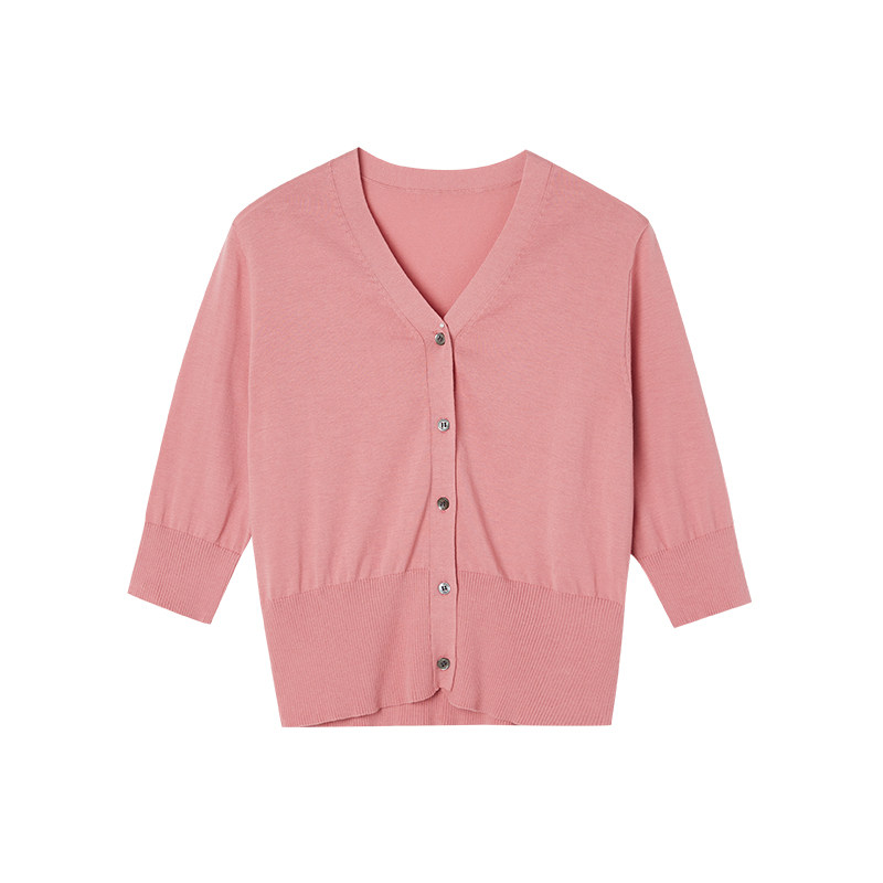 indicia 开衫针织衫女上衣棉薄款纯色中袖夏季标记商场同款女装