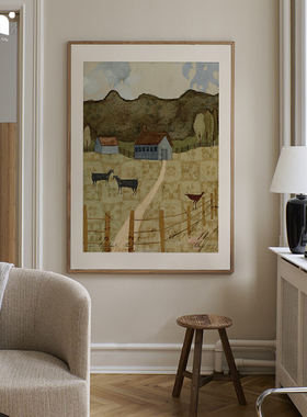 『牧居』法式ins田园中古风餐厅装饰画复古餐桌挂画客厅沙发墙画