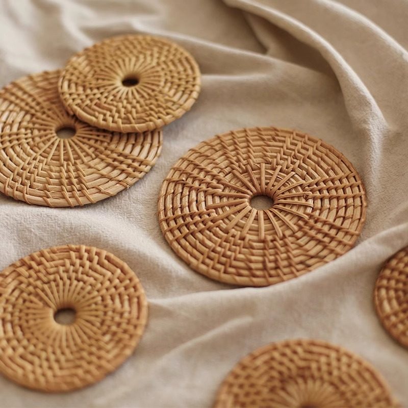 ins中式隔热垫子手工藤编防烫锅垫碗垫耐高温餐桌垫盘子垫杯垫茶,淘宝优惠券,粉丝福利购,淘宝优惠卷